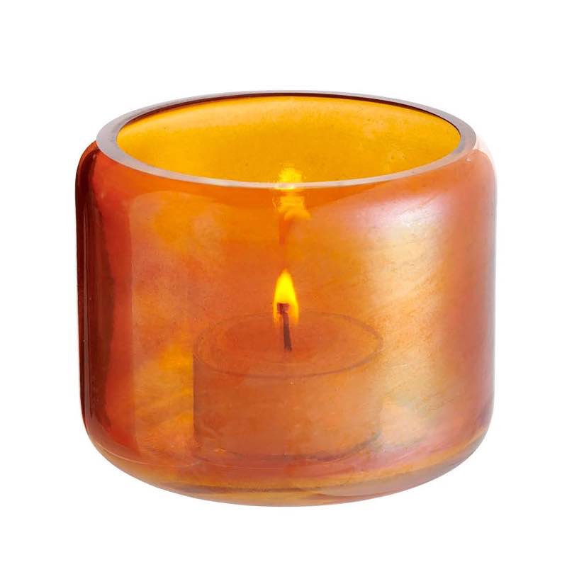 Hubbard Glass Tealight Holders - Orange Luster